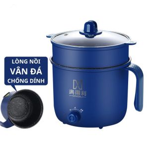 Nồi Lẩu Điện Mini Melli Nấu Mì 2 Tầng Kèm Giá Hấp Đa Năng Luộc Chiên Xào Chống Dính Tiện Lợi Ca nấu Mì Mẫu Mới