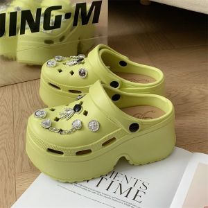 (มีของทุกสี/ไซส์) E8899 รองเท้าหัวโต รองเท้าผู้หญิงแฟชั่น ส้นสูง หนา 7 ซม พื้นนิ่ม ใส่สบาย พร้อมตัวติด EVA LINK-1