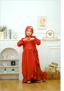 Elena Gamis anak Perempuan Terbaru Bahan Cringkle Usia 2-10 Tahun Muslim Anak Warna Set Hijab