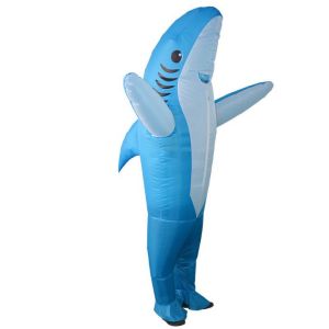 JOMEY Cute Shark Inflatable Suit Full Body Jumpsuit Battery Box Blow Up Shark Suit Funny Blower Included Halloween Costume Kids/Adult