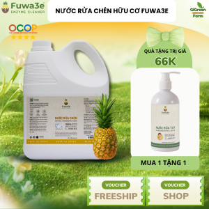 Nước rửa chén sinh học Fuwa3E chai 3800ml nước rửa chén hữu cơ an toàn cho da nhạy cảm da tay em bé an toàn khi rửa bình sữa dụng cụ ăn cho bé