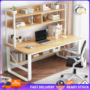 LALA 3-tier Study Desk With Hanging Board Study Table Storage Shelf Gaming Table Thickened Plate Meja Komputer Murah Home desk bookshelf integrated
