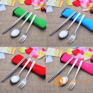 1Set Sendok isi 3 TRAVELING(SendokGarpuSupit Stanless) Impor-Vegasus Store(COD)