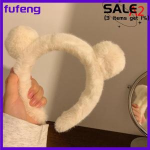 fufeng Girls Cute Plush Bear Rabbit Ears Headband Autumn Winter Head Hoop Cartoon Girls Kid Hairband Headdress Hair Accessories