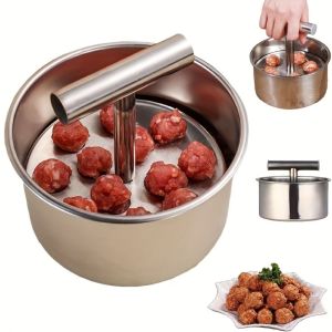 NCNC(OKDEALS01) Quick Easy DIY Meatballs Hand Press Meatball Maker Efficient Stainless Steel Meatball Shrimp Slide Mold Multifunctional Creative Meatball Maker Tool Fish Balls