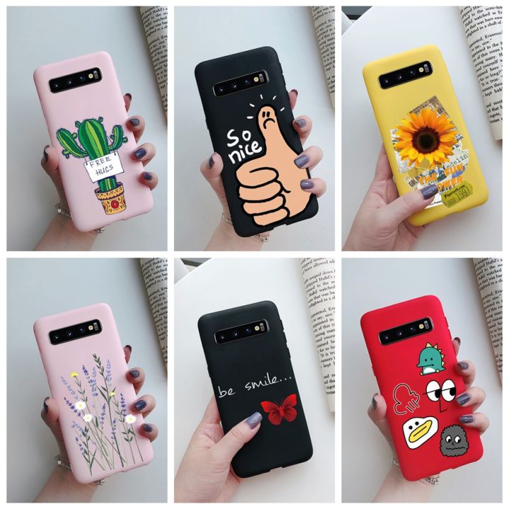 For Samsung Galaxy S10 Cute Painted Case Matte Soft Silicone