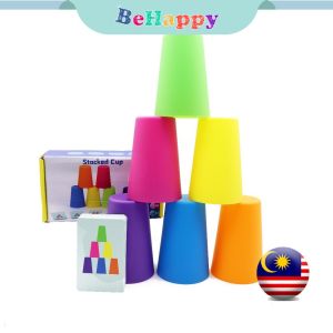 Ready Stock BeHappy Stacking Cup Battle Toy with Flash Card | Hand Speed Competition | Kids Brain Game