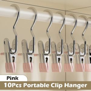 【10pcs】 Stainless Steel Hook Clips Multi-Purpose Non-Marking Clothes Pins Durable Metal Clamp Hooks