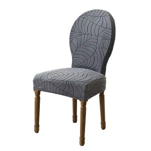 SHIRUI 1PCS Jacquard Chair Cover Round Back Elastic Dining Room Chair Slipcover Nordic Furniture Protector for Kitchen Home Wedding