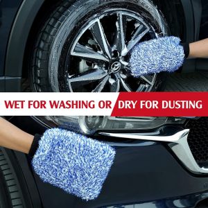 Super Absorbancy Car Wash Glove Premium Car Wash Mitt Anti Scratch Car Wash Coral Glove Thick Mitt Washable Soft Microfiber Towel Cleaning Car Care Detailing Brush