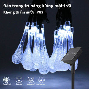COD 20/50/100 LED nhiều màu năng lượng mặt trời vườn đèn dây ngoài trời không thấm nước pha lê giọt mưa thả chuỗi đèn cổ tích
