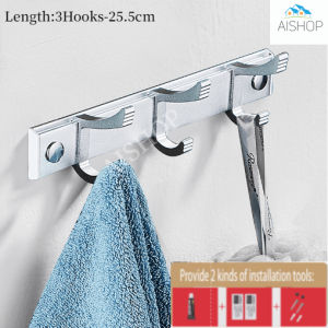 [SG Seller] Adjustable Aluminum Hook Bathroom Toilet Clothes Hanger Rack Kitchen Door Hanger