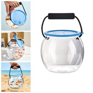 DEQIX Ultra Clear Round Fish Bowl Silicone Cover Removable  Small Aquarium Multifunctional Decorative  Fish Tank  Decoration