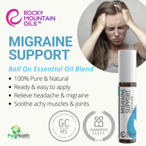 MIGRAINE SUPPORT (USA) Rocky Mountain Oils Roll On Essential Oil Blend 10ml *100% Pure & Natural*RMO S.A.F.F.E. PROMISE*