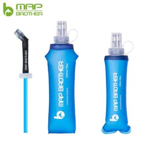 MAP BROTHER 250ml 500ml Soft Flask with Straw Folding Collapsible Water Bottle TPU Free For Running Hydration