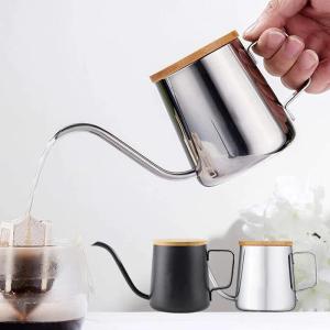 250ml 350ml Drip Kettle Coffee Tea Pot With Bamboo Lid Stainless Steel Gooseneck Drip Kettle Espresso Coffee Tea Milk Pot