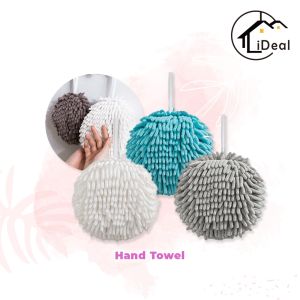 iDeal Home Chenille Hand Towel Absorbent Towel Microfiber Hand Towel Chenille Handball Hanging Towel Ball Tuala Tangan