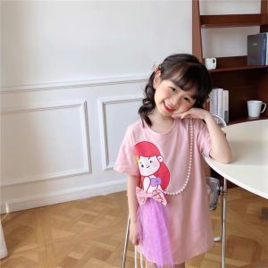 KAOS DRESS ANAK CEWEK PRINCESS ARIEL MERMAID SNOW WHITE ELSA FROZEN