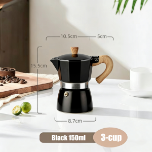 150ml Espresso Moka Pot Aluminum Italian Coffee Maker Wooden Handle Mocha Pot Espresso Pot