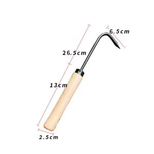 DYJKOUG Single Claw Wooden Handle Root Hook Portable Comfortable Handle Grass Hook Loose Soil Tool Robust Root Remover Garden