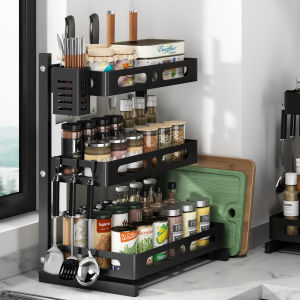 JustLiving Giá Đựng Gia Vị Nhà Bếp 2/3 Tầng Kèm Lồng Đũa Và Giá Để Thớt Giá Đựng Gia Vị Bằng Thép Không Gỉ Giá Đựng Gia Vị Gia Dụng Giá Xếp Đồ Nhà Bếp Giá Đựng Gia Vị Rak Dapur