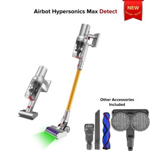 Airbot Hypersonics Max Detect | Laser Detection | Water Tank + Dual Spinning Mop | Smart Cordless Vacuum Cleaner Spinning Dual Mop Portable Handheld Stick Pets Vacuum with Dust Mite Killer Head