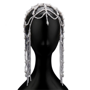 Pearls Tassels Hairpiece Elegant Weddings Headdress Original Handmade Headwear for Weddings and Parties