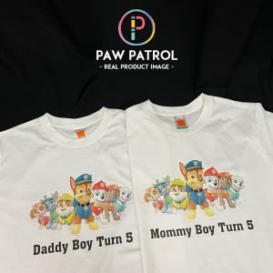 [Adult/Kid] PAW Patrol Cartoon Anime T-shirt Baju Budak Chase Rubble Zuma Skye Birthday Hari Jadi Family Theme Custom Nama Name Text