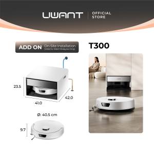 UWANT T300 Robot Vacuum — Ultra-Slim 23.5cm Base Station 25000Pa Strong Suction 80°C Hot Water Mop Dual Extended Edge Cleaning Auto-Water Refill & Drain Up to 180 Days Hands-Free for Effortless Whole-Home Cleaning