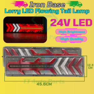 Lampu Belakang Modi Ikan 24V LED Light Universal Tail Lamp Besi Flowing Signal Reverse Brake Lori Treler Trak 1 SET