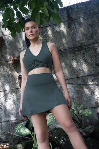 Pink Salmon Clothing TEAL BLUE Scrunch Crop Tank Multi Purpose Running skirt w/ inner shorts. (SET) ONLY Activewear