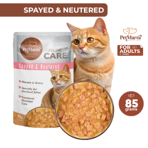 PetMarra Feline Care Morsels Adult Cat Wet Food Pouch Spayed & Neutered 85g - PetMate spayed & neutered adult cat wet food pouch all breeds