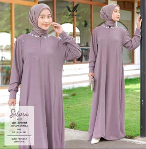 Gamis Wanita Silvia Dress Casual Bahan Crinkle Airflow Busana Muslimah Elegan