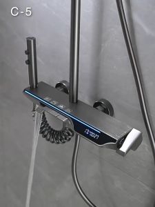 SG Stock Digital Rain Shower Set with LED Temperature Display Piano Button Control Large Shelf Bathroom Shower System