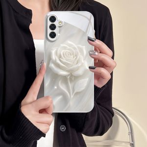 Electroplated glass phone case suitable for Samsung Galaxy S26 S25 S24 S23 S22 S20 S11 S10 FE/Ultra/Plus anti drop white pattern