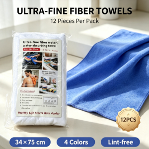 Blue white yellow pink towels easy to roll and store fits kitchen bathroom or car