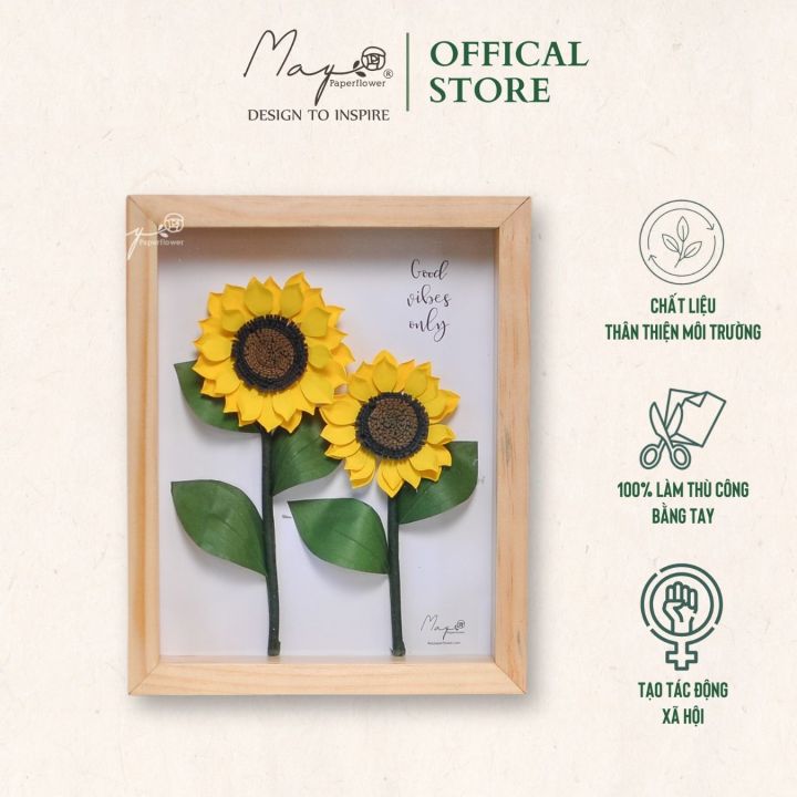 Tranh hoa giấy handmade trang trí - Maypaperflower hoa Hướng dương ...
