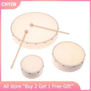 [COD] CHYIN Frame Drums 4 6 7 8 9 10 Inch Hand Drum Wood Drum With Drum Stick Set Musical Game Kids Educational Toy Percussion Instrument