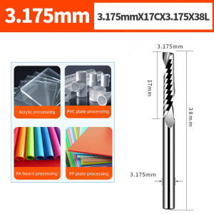 1PC 3.175mm Single Flute Spiral End Mill Router Bit For CNC Machine Tools Acrylic Carbide Milling Cutter