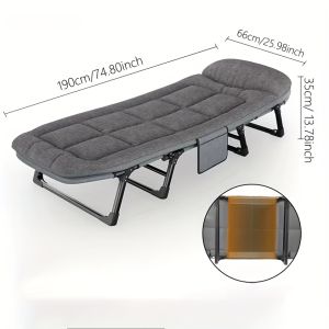 Portable Office Folding Bed - Durable Iron Frame Adjustable Headrest Multi-Use for Home Office and Outdoor Ideal for Napping and Relaxation Office Comfort|Modern Office Bed|Durable Construction