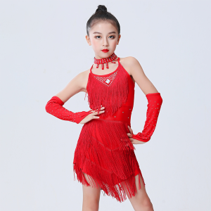 Cô Gái trang phục khiêu vũ Trang Phục Cha Cha Ăn Mặc Trẻ Em Tango Váy Carnival Mặc Dancewear Latin Salsa Trang Phục Tua Đầm khiêu vũ