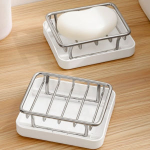 JEHUA Japanese Style Double-Layer Soap Box Household Rustproof Soap Drain Box Creative Stainless Steel Soap Storage Rack Bathroom