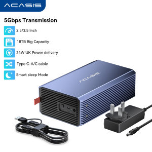 Acasis 3.5" Dual-Bay RAID Enclosure | 24TB x2 Support USB 3.0 5Gbps & 4 RAID Modes | Silent Fan + Auto Sleep for 24/7 Data Backup/Editing