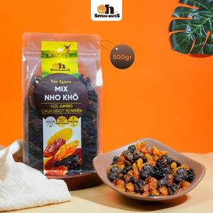 Nho Khô Mix 3 màu Chile Smilenuts - Trọng lượng 250g/500g - đảm bảo 100% không đường và chất bảo quản quả to vị ngọt tự nhiên _ giàu sắt và vitamin tốt cho trẻ em và người lớn
