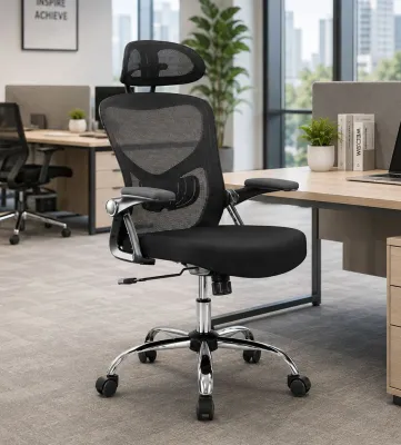 Local Ready Stock Sheldon Ergonomic Comfort High Back Mesh Office Chair/Study Chair With Back Lumbar Support And Flip Up Armrest. Fully Assembled
