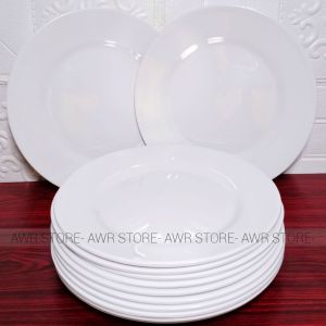 6 PCS PIRING BULAT CEPER 10 INCH MELAMIN TEBAL TAHAN PANAS PIRING DATAR PIRING TEPLEK BESAR