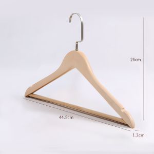 Wooden Hanger Baju Clothes Hanger with Adjustable Clips Solid Wood Hangers Anti Slip Stainless Steel Pants Hanger