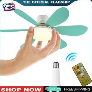 【New Arrival】 พัดลมเพดานพร้อมไฟ LED หลอด E27 ขนาด 52 ซม. ปรับความเร็วได้ 3 ระดับ สำหรับบ้านและคอนโด