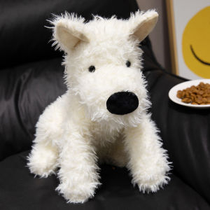 FCJOJO CASTLE Adorable Fluffy Hair West Highland White Terrier Plushie 20/27/37cm Soft Puppy Plush Toy Stuffed Lifelike Animals Baby Appease Sleep Doll