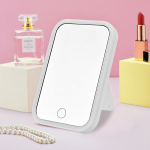 【SKIT SG】LED Mirror with Light Makeup Mirror Touch-sensitive Portable Rechargeable 3 Color Light Adjustable Brightness Modes Mirrors USB Charging